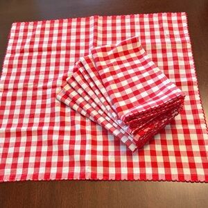 Pier 1 Red and White Plaid Cotton Napkins